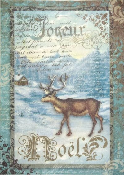 Stamperia A4 Decoupage Rice Paper - X-mas Reindeer - DFSA4039