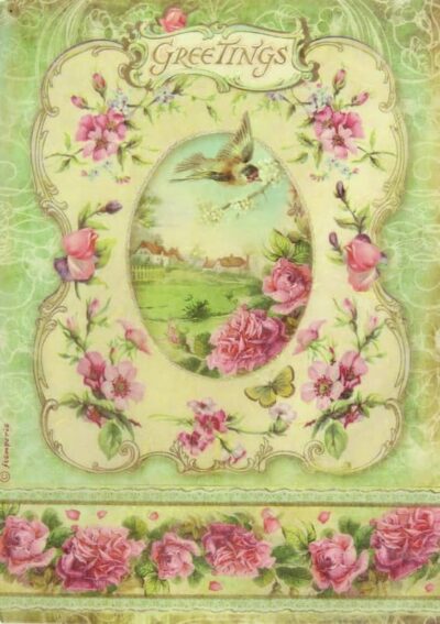 Stamperia A4 Decoupage Rice Paper - Greetings Frame - DFSA4095