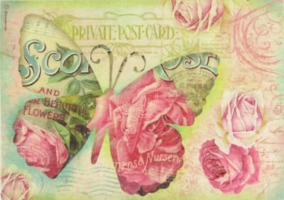 Stamperia A4 Decoupage Rice Paper - Greetings Butterfly - DFSA4096
