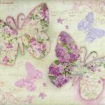 Vintage Shabby Chic Stamperia A4 rice paper featuring butterflies with roses and sheet music background (DFSA4103).