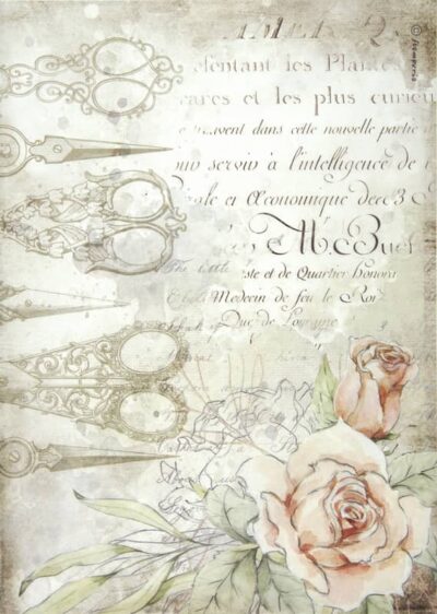 Rice Paper - Romantic Threads scissors and roses - DFSA4565