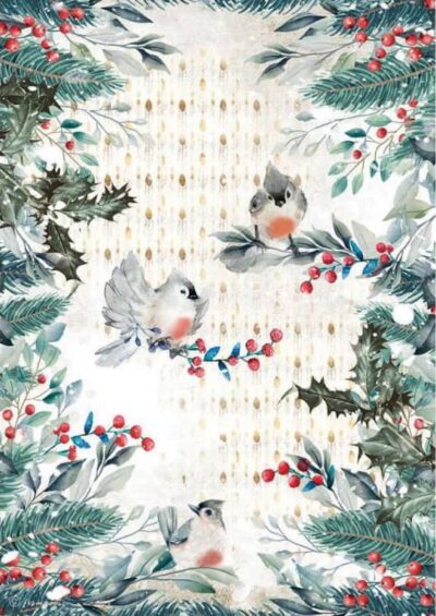 Rice Paper - Romantic Christmas Birds - DFSA4634