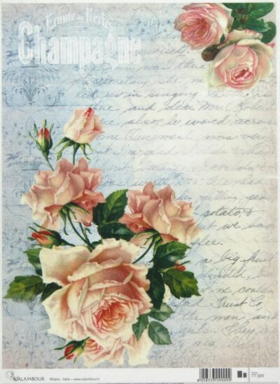 Rice Paper for Decoupage - Letter with roses (~25x34cm)