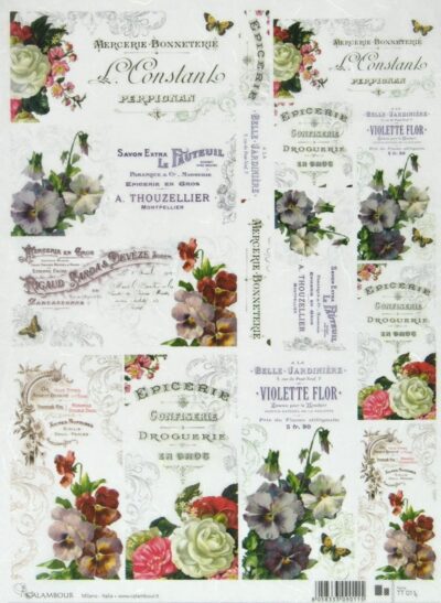 Rice Paper for Decoupage - Flower Cards (~25x34cm)