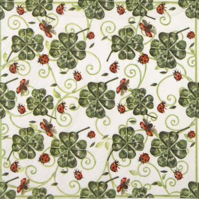 Single Paper Napkin - Clover & Ladybugs