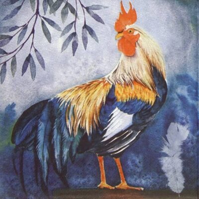 Paper Napkins - Coq à Plumes Bleues (20 pieces)
