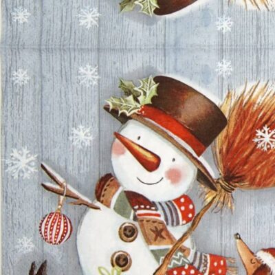 Paper Napkin - Snowman with Broomstick