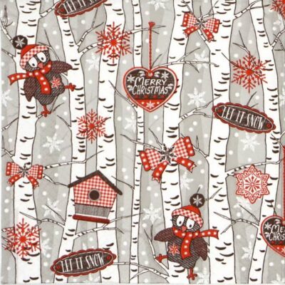 Lunch Napkins (20) - Birchwood at Wintertime grey