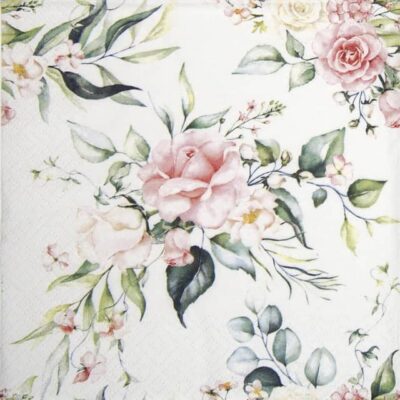 Paper Napkin - Blush Pink Bouquet