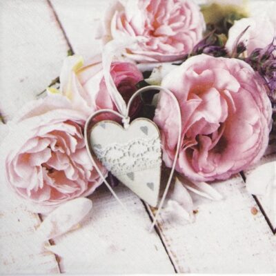 Paper Napkin - Pivoines avec Coeur
