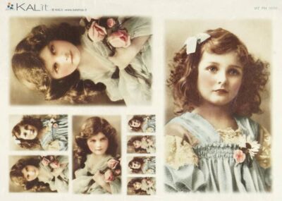 Rice Paper - Old Pictures Girls in Blue (22 x 32cm)