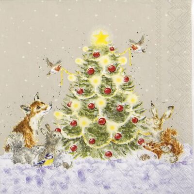 Lunch Napkins (20) - Wrendale Design: Oh Christmas Tree