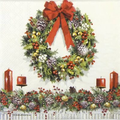 Paper Napkins - Bow On Wreath (20 pieces)
