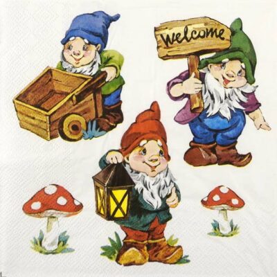 Single Decoupage Napkin - Garden Gnomes