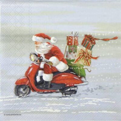 Single Paper Napkin - Lightning Fast Santa