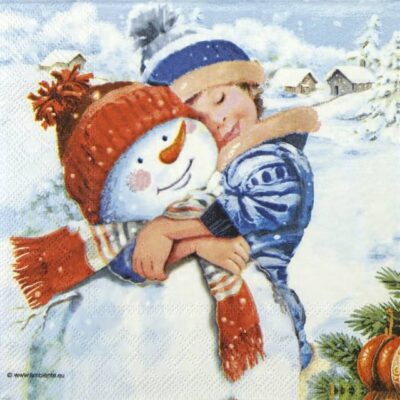 Single Paper Napkin - Sweet Snowman