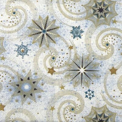 Single Decoupage Napkin - Gold & Turquoise Stars And Twirls