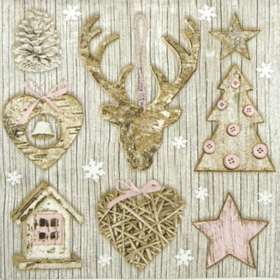 Lunch Napkins (20) - X-Mas Decoration with Pink