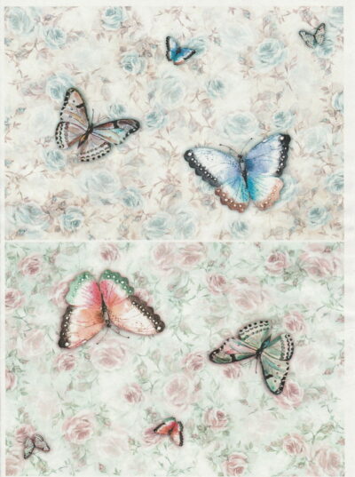 Rice Paper - Rose garden with butterflies