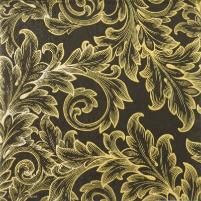 Single Decoupage Napkin - Baroque Gold /Black