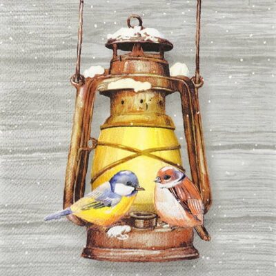 Single Decoupage Napkin - Birds on Lamp