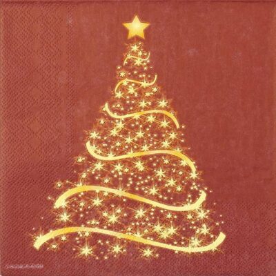 Single Decoupage Napkin - Shining Tree bordeaux