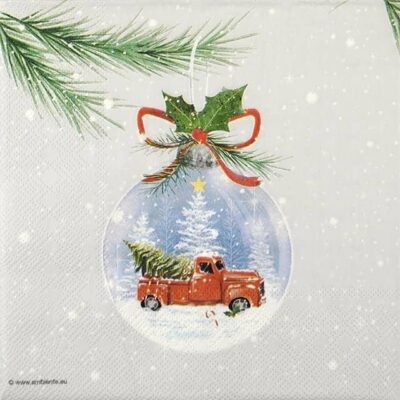 Single Decoupage Napkin - Truck in Bauble
