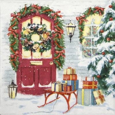 Single Decoupage Napkin - Christmas House and Gifts