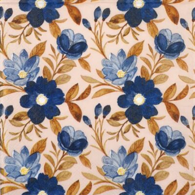 Single Decoupage Napkin - Blue Floral Pattern