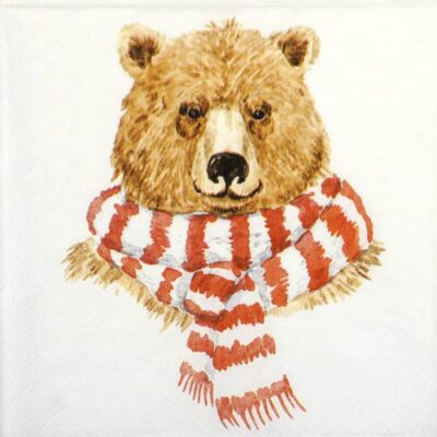 Single Decoupage Napkin - Winter Brown Bear