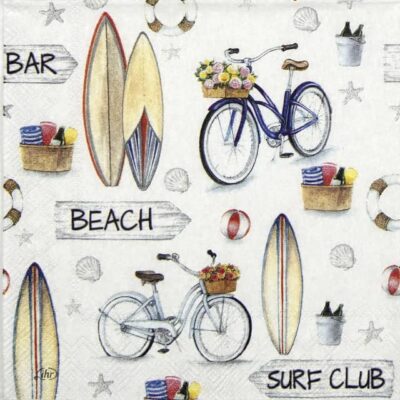 Single Decoupage Napkin - Surf Club