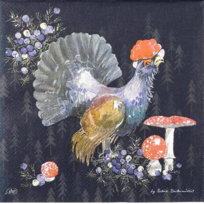 Single Decoupage Napkin - Auerhahn mit Hut purple