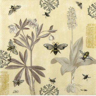 Single Decoupage Napkin - Wild Honey Flowers cream