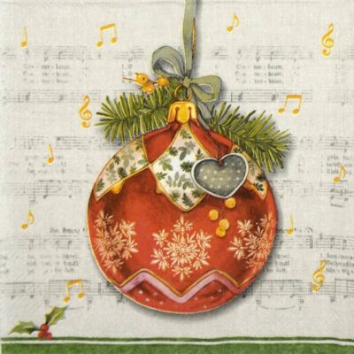 Single Decoupage Napkin - Christmas Bauble cream