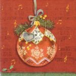 Single Decoupage Napkin - Christmas Bauble red