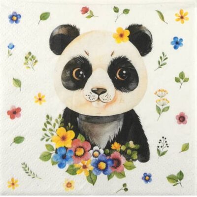 Single Decoupage Napkin - Flower Panda