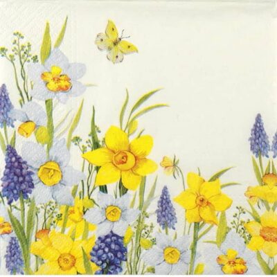 Single Decoupage Napkin - Spring Daffodils