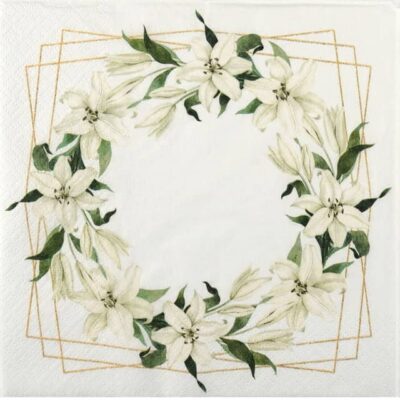 Single Decoupage Napkin - Madonna Lily Wreath