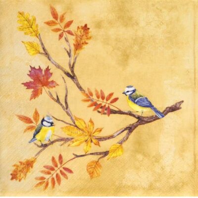 Single Decoupage Napkin - Oiseaux sur Branche de Marronnier