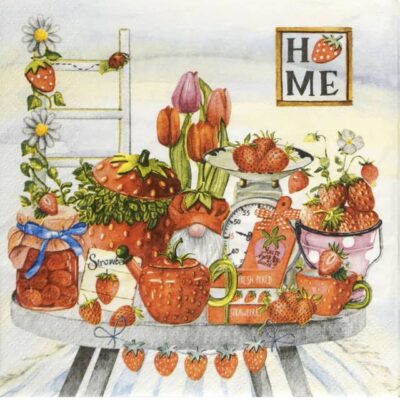 Single Decoupage Napkin - Strawberry Home