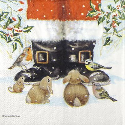 Single Decoupage Napkin - Looking Up To Santa