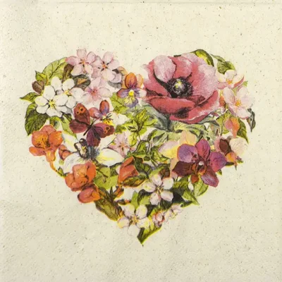 Single Decoupage Napkin - Flower Love