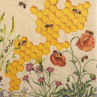 Single Decoupage Napkin - Collecting Honey