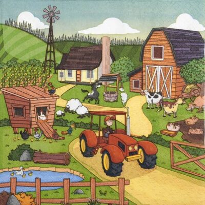 Single Decoupage Napkin - Little Farm