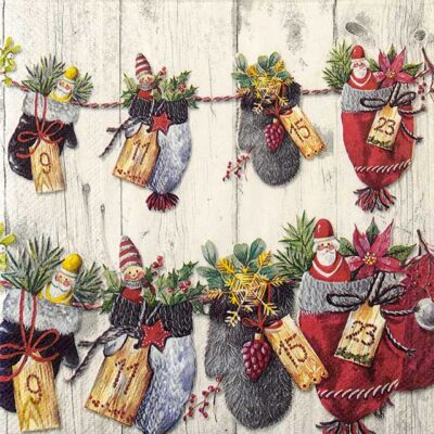 Single Decoupage Napkin - Advent Sachets cream