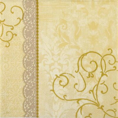 Single Decoupage Napkin - Anastasia cream gold