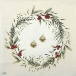 Cocktail Decoupage Napkin - Christmas Bells cream