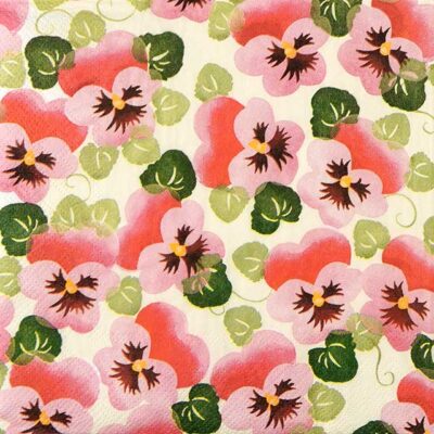 Single Decoupage Napkin - Pink Pansy