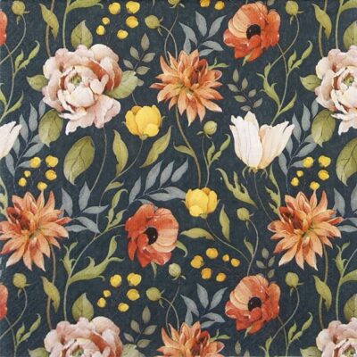Single Decoupage Napkin - Flower Story blue