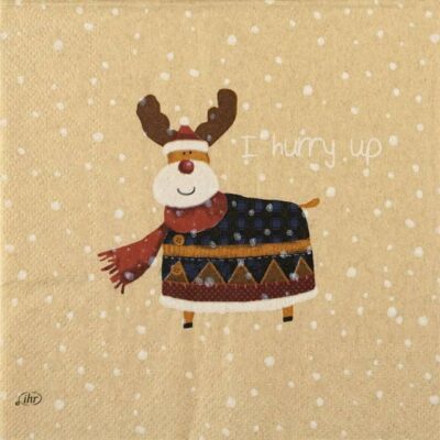 Single Decoupage Napkin - Rudolph red